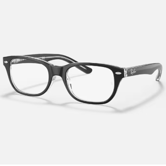 Ray-Ban Jr Eyeglasses- Black on Transparent Frames Square opticals 46-16-125